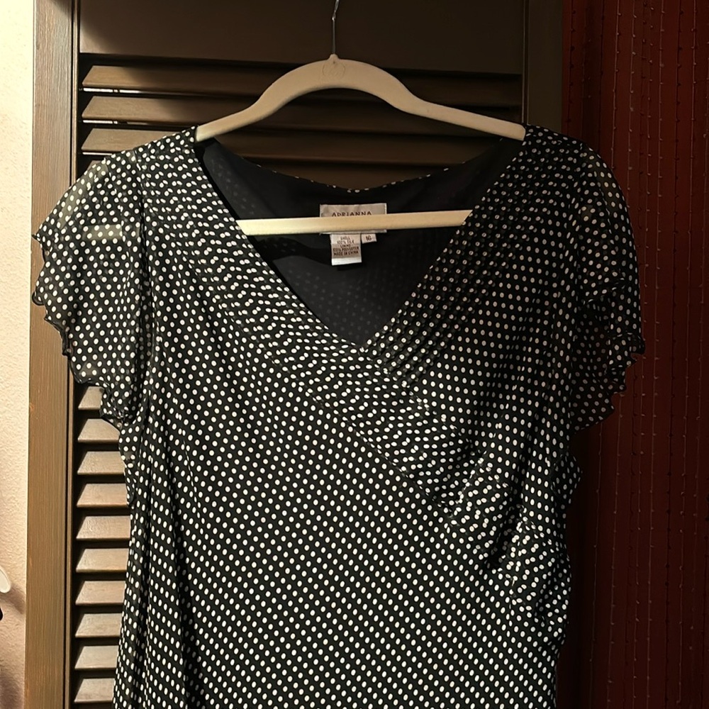 Black and white polka dot Adrianna Papell dress